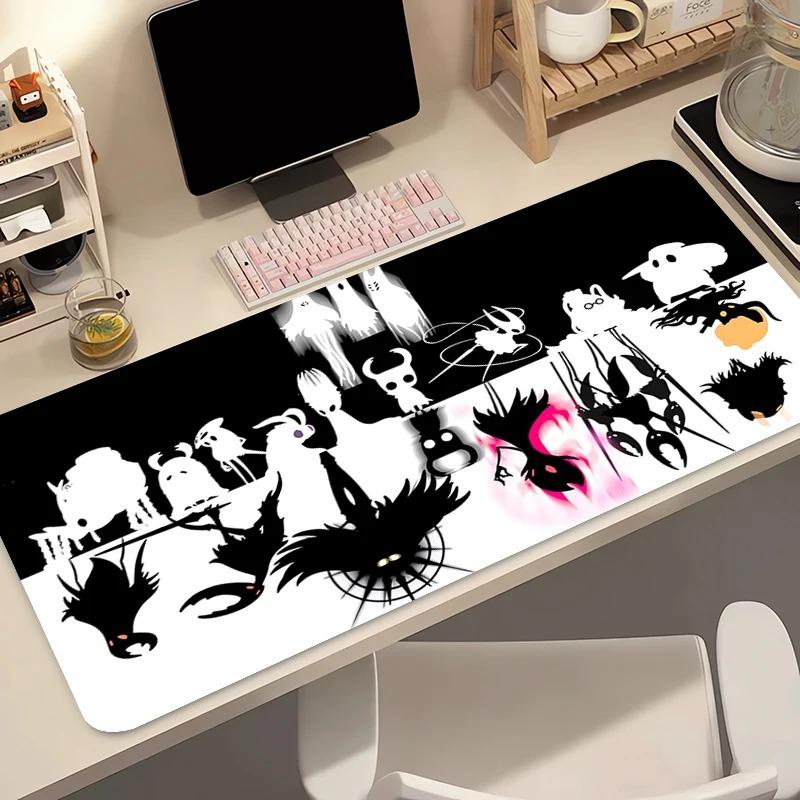 Hollow Knight Anime Gaming Mousepad Black And White Rubber Computer Mouse Mat for Gamers Desk Keyboard Accessory Gift