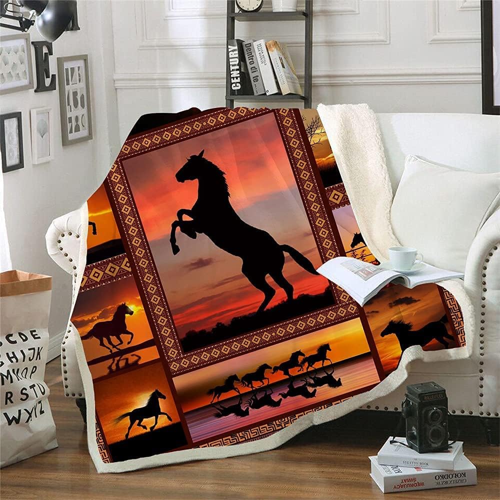 Animal Print Horse Blanket - Soft, Cozy Fleece Throw (50" X 60") for Couch, Bed, TV - Horse Lover