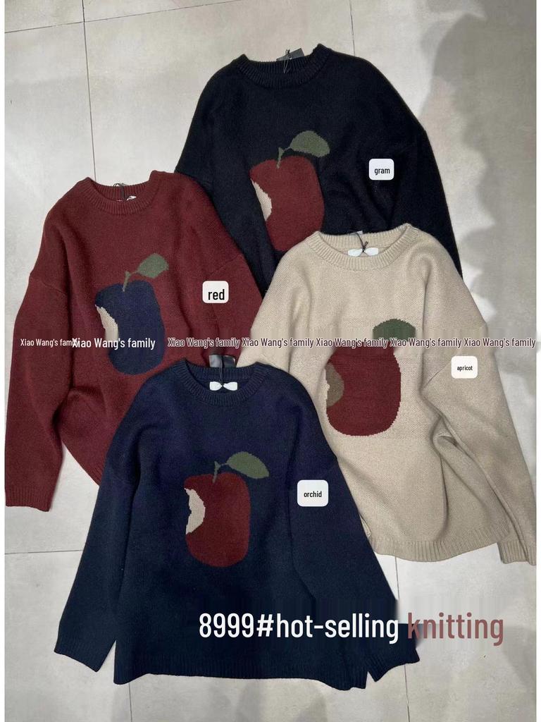 Xiao Wang's 8999 Winter Korean-Style Plus Size Casual Round Neck Thick Pullover Sweater