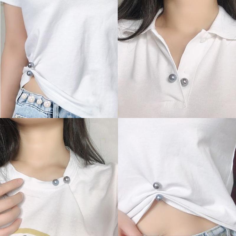 Fashion Double Pearl Brooches for Women Sweater Collar Needle Brooch Pins Anti-glare Clothing Accessories