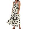 Women Sleeveless Floral Print Pocket Dress Casual Summer Loose Fit Midi Length Comfortable Lightweight Dress