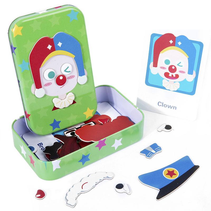 Magnetic 3D Puzzle Children Dress Up Change Facial Expression Game Iron Box Jigsaw Early Education Imagination Toys Girls Gifts