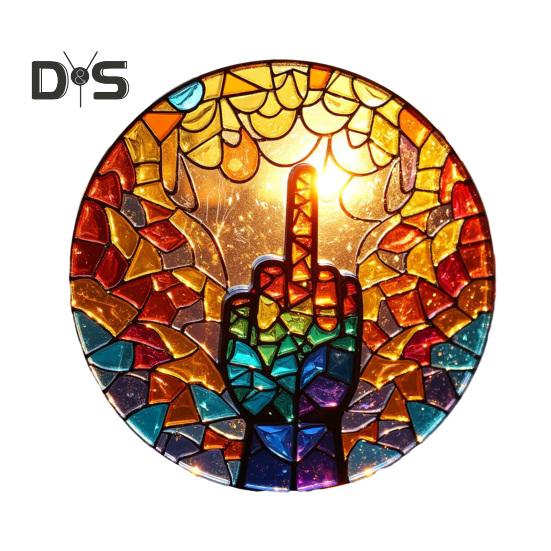 Sun Catcher Hanging Decoration with Metal Chain Colorful Hand-Painted Glass Panel Light Trap Decorative Accessory