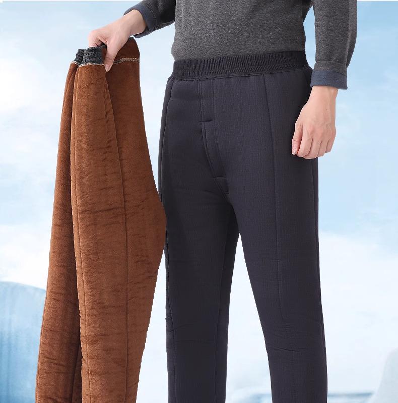 Pantaloni Invernali da Uomo Ispessiti in Pelo di Cammello: Pantaloni caldi foderati in velluto per persone di mezza età e anziane.