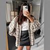Womens Oversized Relaxed Fit Plaid Shirt With Turn-Down Collar Long Sleeve Loose Top 2025 Casual Streetwear