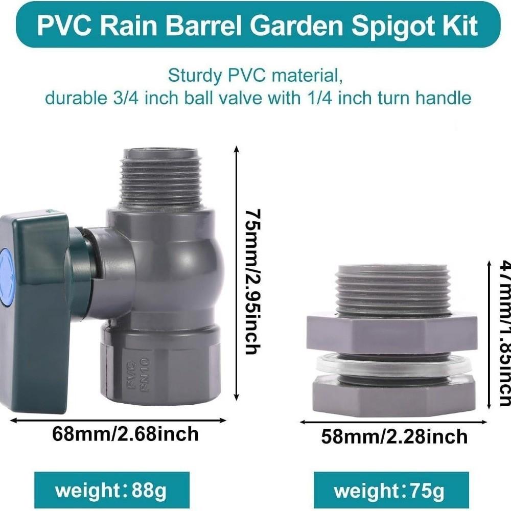 Durable 3/4 1 Inch Rain Barrel Faucet Garden Supplies PVC Garden Diverter Water Tanks Rain Bucket Garden Faucet Garden