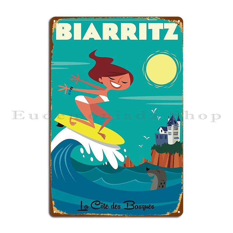 Биарриц Постер Металлическая Табличка Постер Паб Ретро Пользовательское Украшение Настроить Жестяная Табличка Постер 20x30cm（7.8x11.8inch）