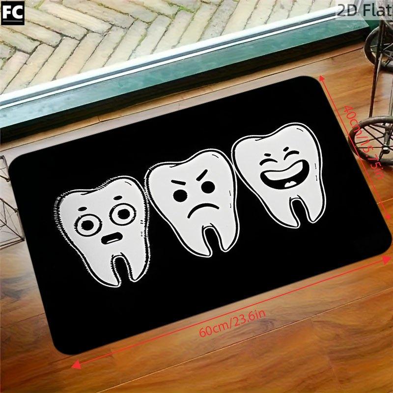 

Funny Tooth Expression Doormat Velvet Non-Slip Mat Machine Washable Soft Durable for Bathroom Bedroom 40x60cm 40x60cm