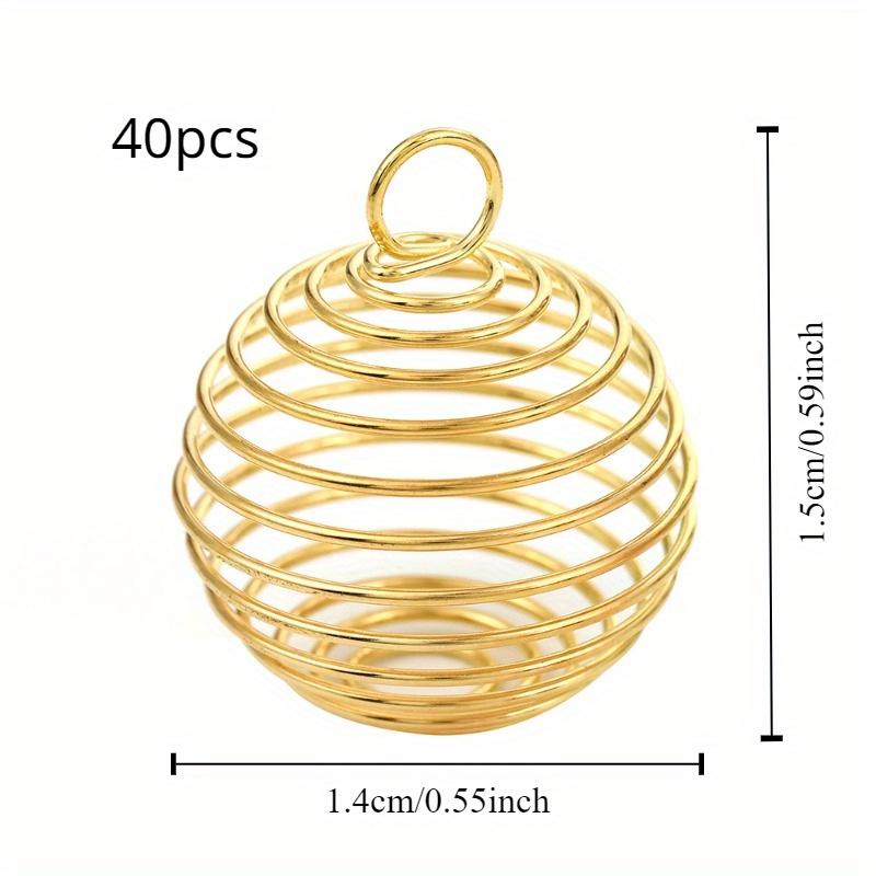 

40 шт. Железный полый кулон с подвесным пружинным шариком, кулон с полым фонарем, пружинным шариком, серьги-подвески своими руками, ювелирные аксессуары золотистый
