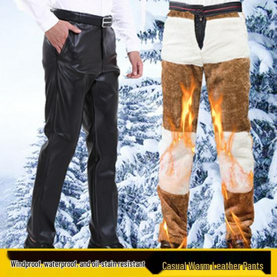 Men's Summer Stretchy PU Leather Pants: Waterproof, Oil-Resistant, Dirt-Resistant, Loose-Fit, Lightweight, Work Safety Casual Pants.