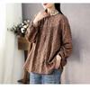 Female Spring and Fall Loose Long-sleeved Literary Shirt Floral Lace Edge Blouse