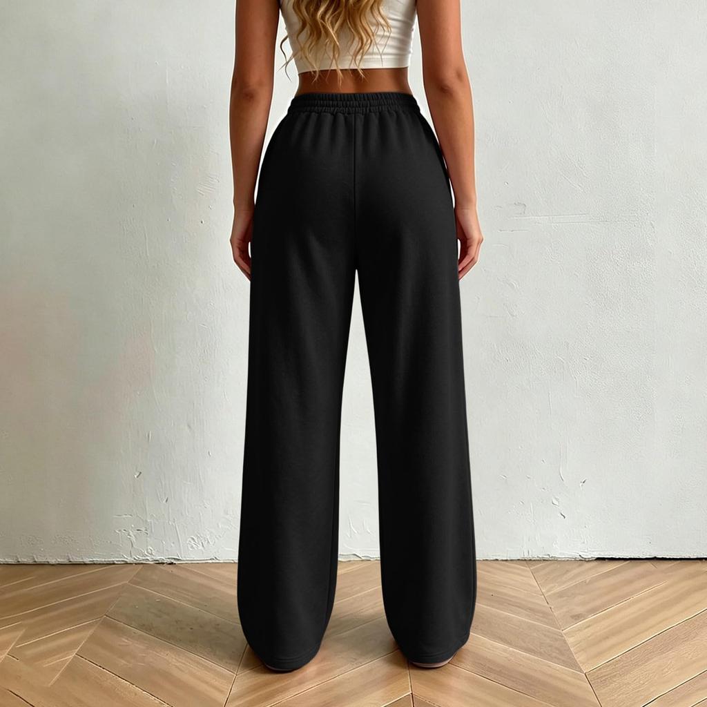Women's High Waist Drawstring Jogger Pants, Elastic Waist, Color with Pockets, Sporty Casual
