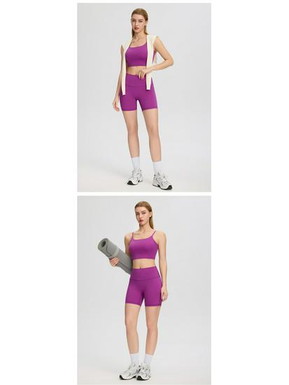 Women's Summer Yoga Set: High-Waisted Butt-Lifting Shorts & Padded Tank Top