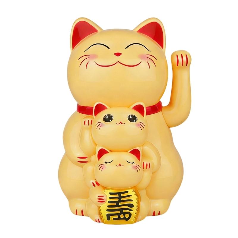 Lucky Cats Waving Arm Set Lovely Chinese Cats Solars Fortune Cats Statue Decorations for Front Desks,Business Openings