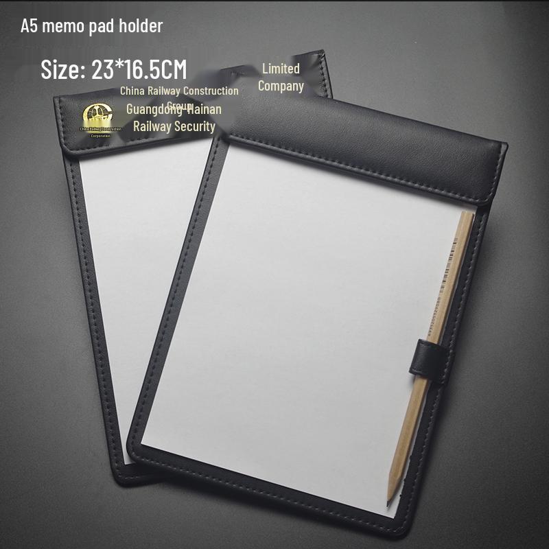 A4 PU Leather Magnetic Writing Pad with Sticky Notes & Clip