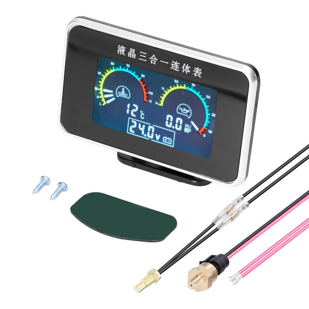 3 v 1 digitální LCD měřič do auta Tlak oleje Napětí Teplota vody Univerzální přístroj 9-36V pro auto nákladní vůz SUV