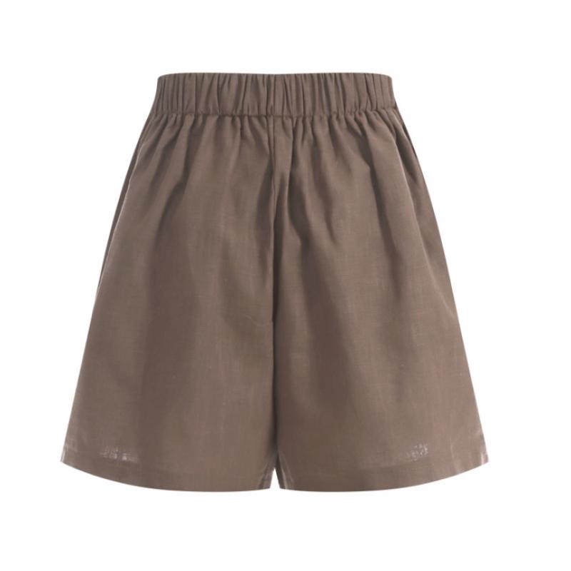 Shop Women Linen One Tuck Banding Shorts Beige Pic Wpt 1395