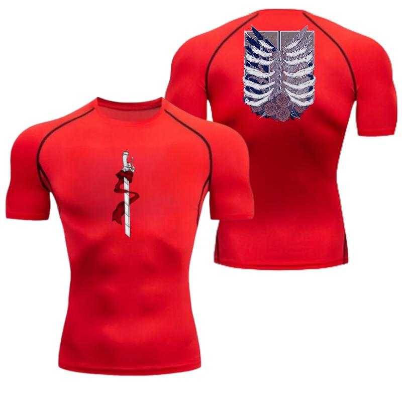 Comfortable Fitness T-shirt Men Scout Regiment Graphic Breathable Slim Fit Top Summer Gym Jogging Training Elastic Fitness Suit