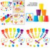 Wooden Color Sorting Stacking Cups Toy For Kids Educational Play And Focus Development