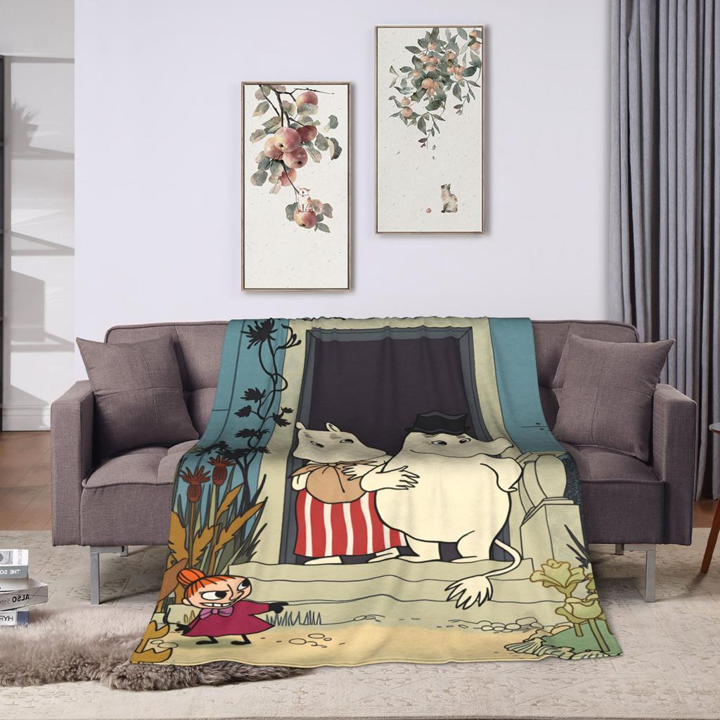Coperta Morbida Moomin Carina per Divano Letto Coperta da Viaggio Casual Campeggio Invernale Flanella Copriletto