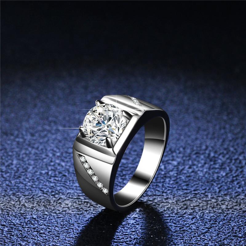 Solid Sterling Silver 2 Carat Lab Moissanite D Color Men Women Rings Premium Wedding Engagement Jewelry Fashion Gifts
