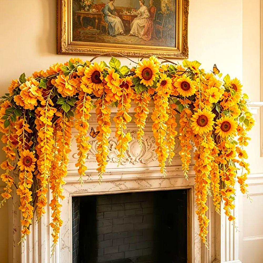 Hanging Design Artificial Wisteria Flower Vine Cherry Flower Faux Flower Vine Wedding Decoration
