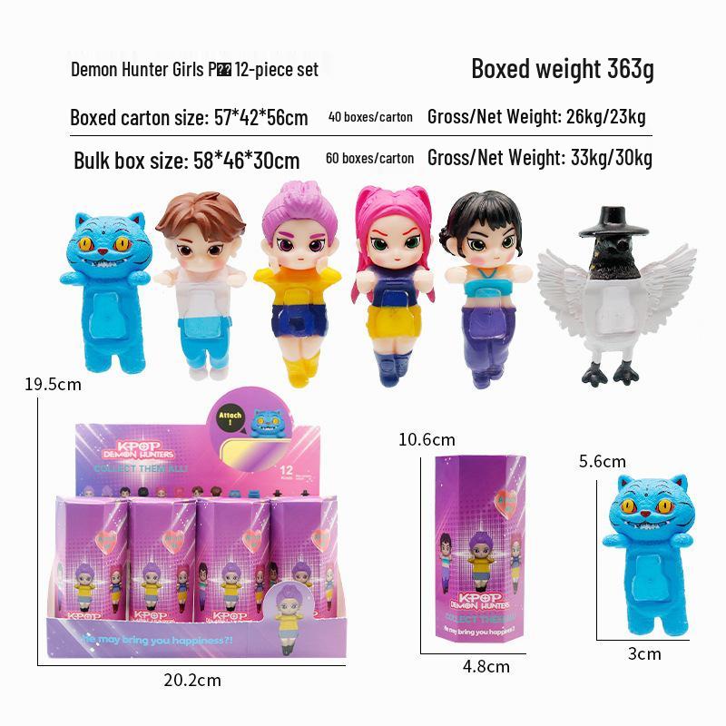 Papapa Angel K-POP Anime Demon Hunter Girl Group Hand-Painted Figure Phone Decor