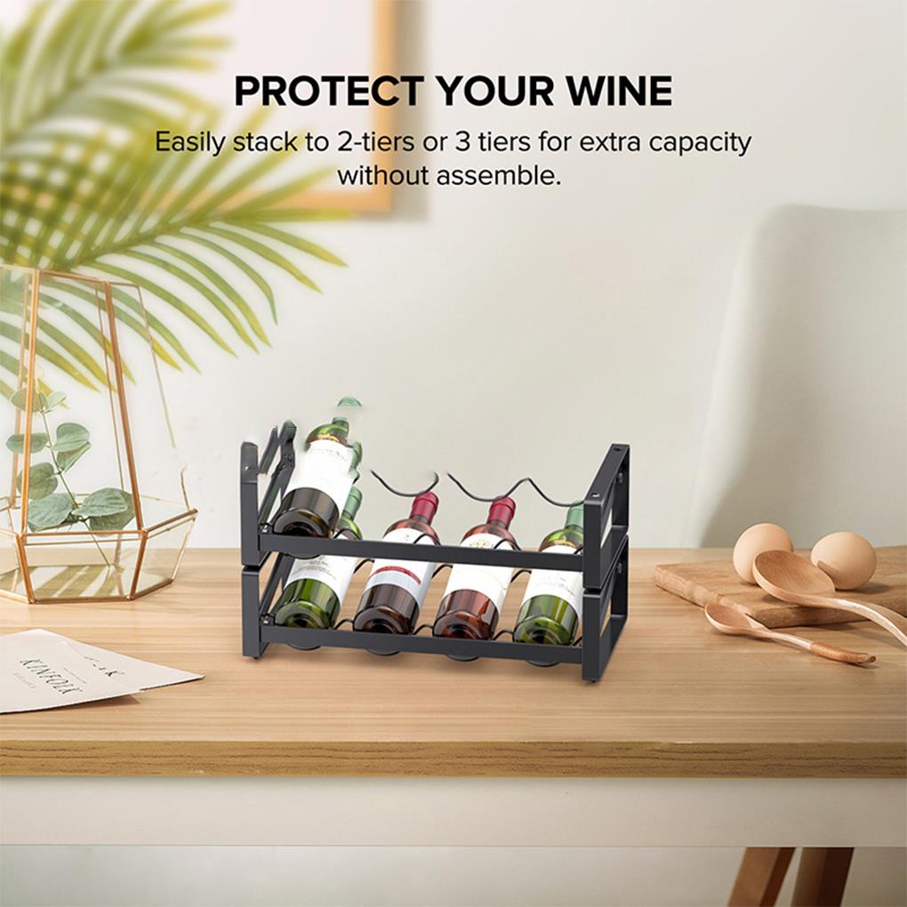 Freestanding Wine Holder Specially Designed Wavy Shelves For Easy Access Easy To Stackable Wine Rack