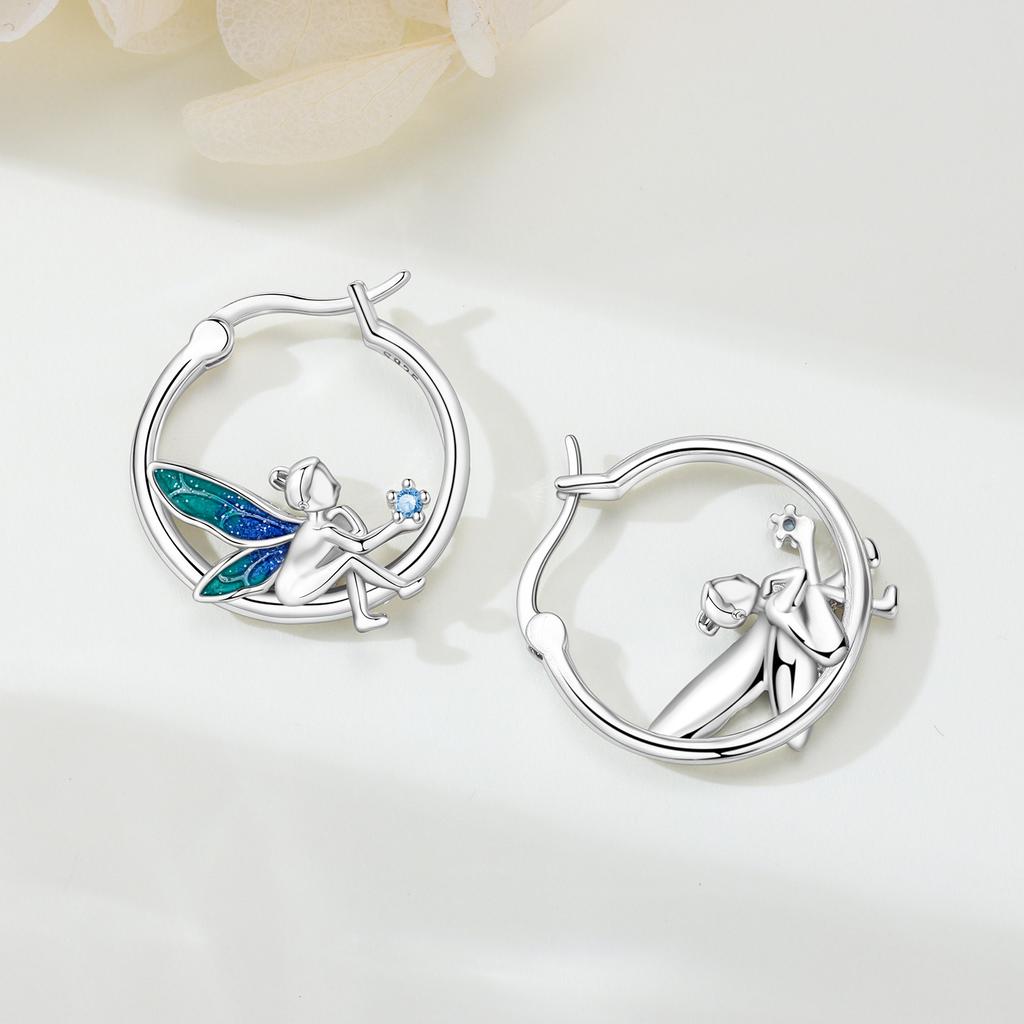 Orstarry S925 Silver Earrings Elegant Blue Starry Sky Elf Earring For Women Birthday Gift Silver Jewelry