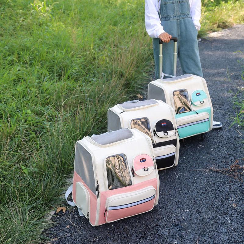 Portable Transport Trolley Bag for Pet Breathable Space Capsule Carrying Cat Travel Backpack High Quality