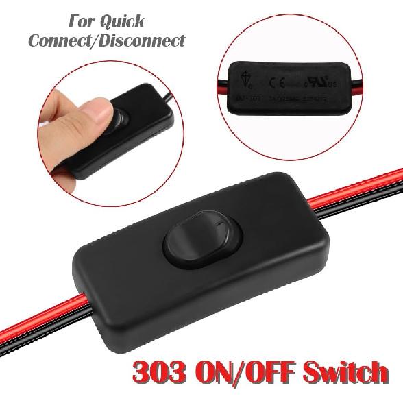 3.3FT/1M SAE to SAE Extension Cable with Switch SAE Extension Cord 2Pin Quick Connect 16AWG Heavy Duty Wire Harness