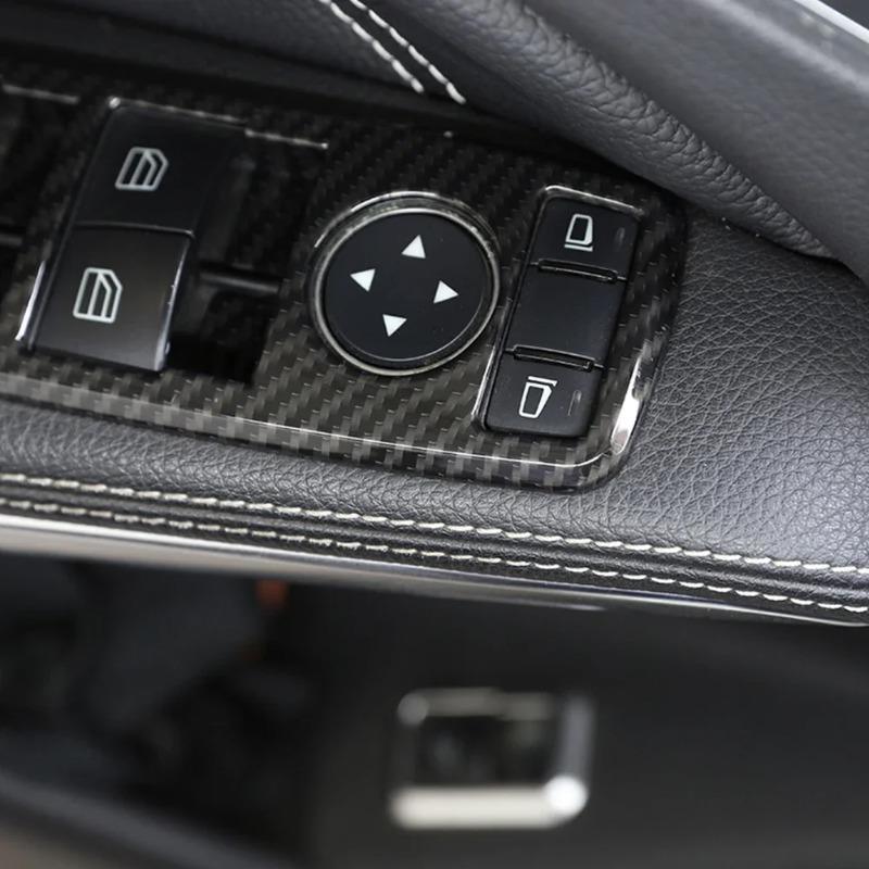 Hot Interior Mouldings Carbon Fiber Style Car Window Lift Button Frame Sticker For Mercedes Benz A B C E GLE GLA CLA GLK Class W