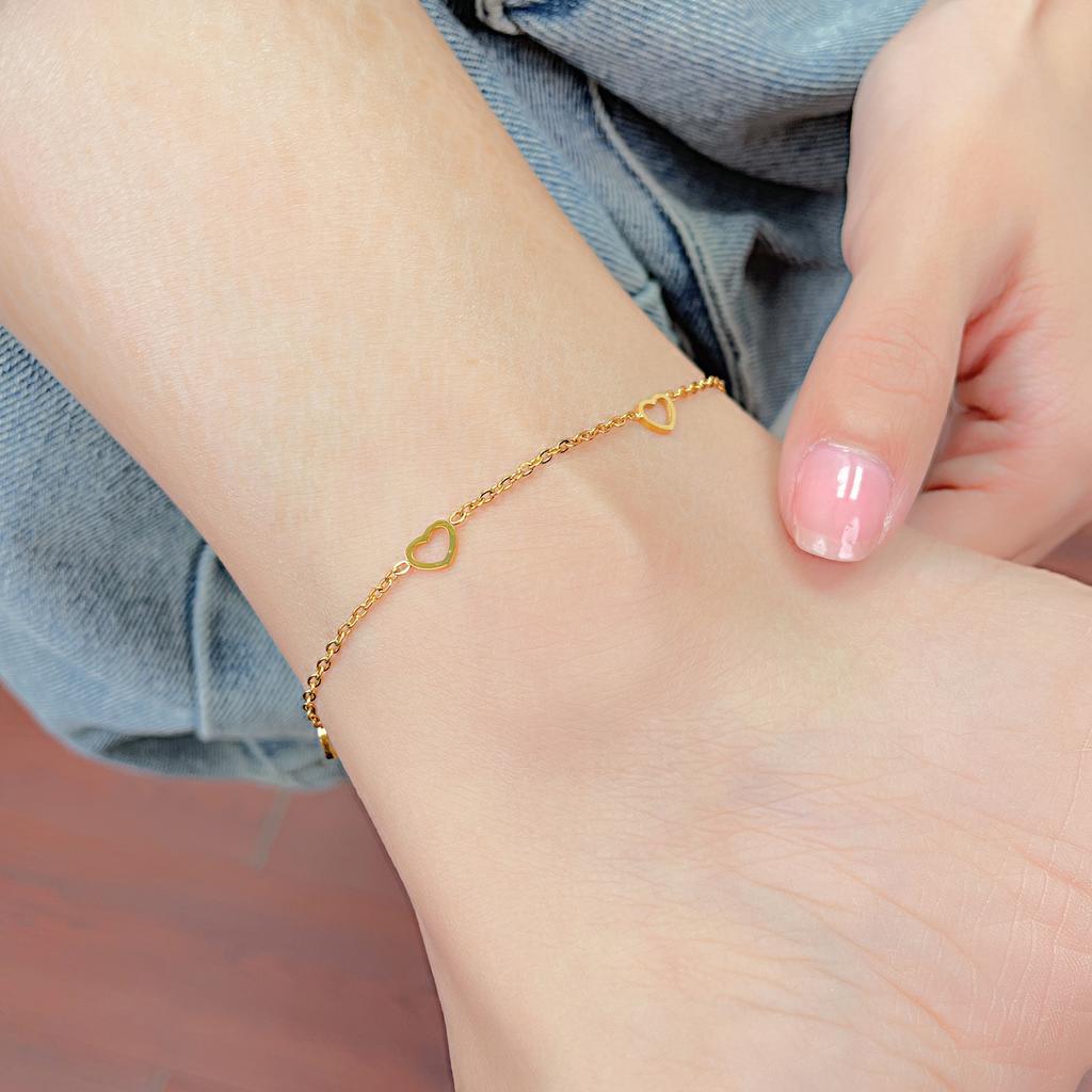 Simple Fashion Love Titanium Steel Foot Decoration Commuting Temperament Versatile Heart-Shaped Stainless Steel Anklet Women