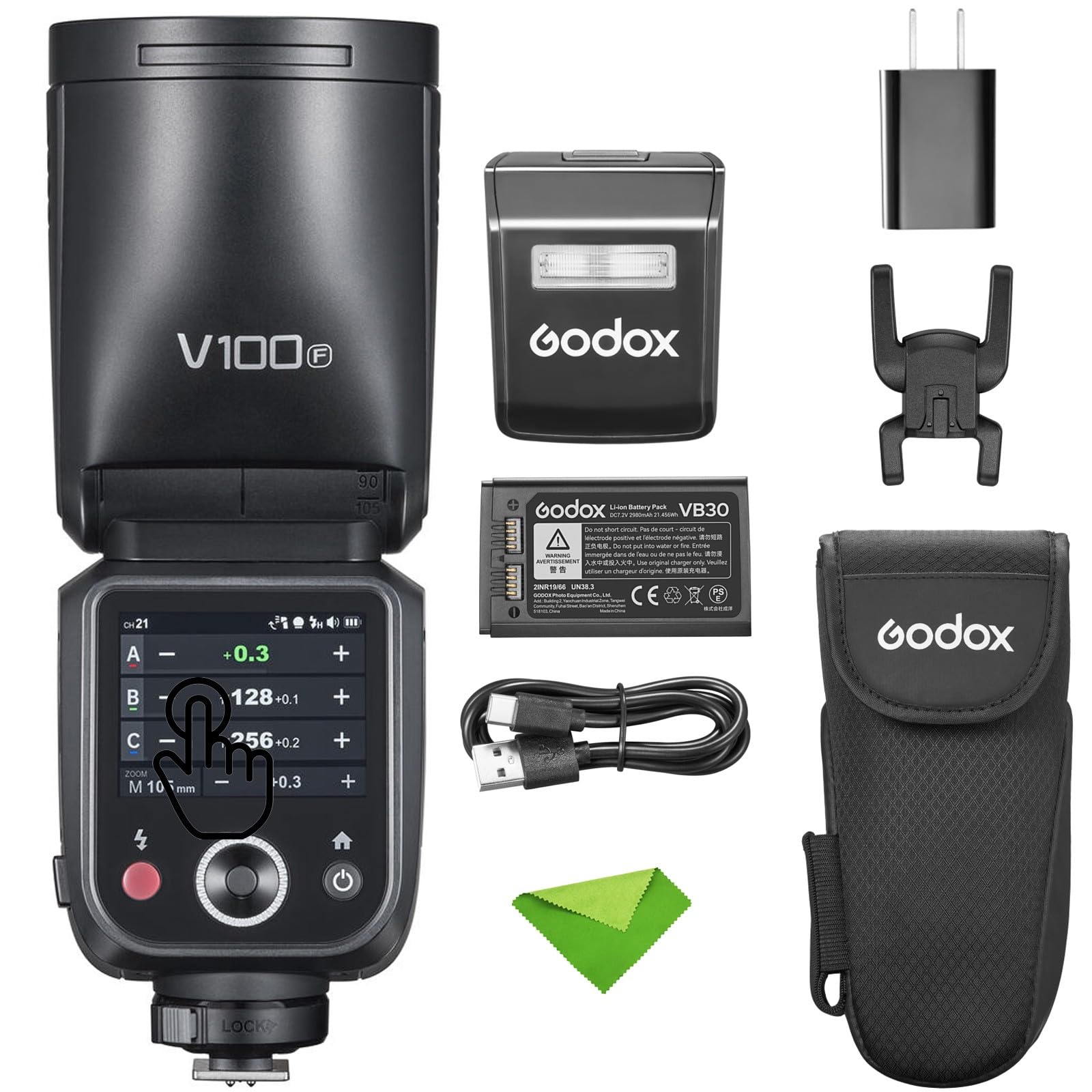 

Authorized Godox V100 100Ws TTL Flash Speedlight for Fuji 400 Full Power Second Recycle with External Flash [Godox Dealer] V100-F Cameras, 1/8000 HSS,