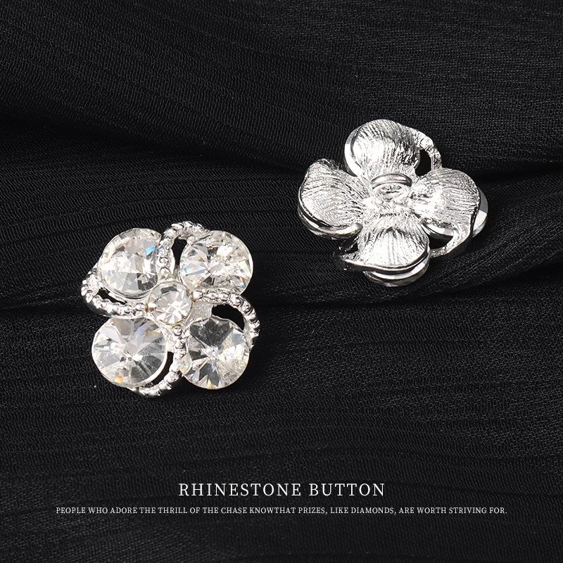 

5pcs High-End Mink Button Petal Rhinestone Buckle Fur Button Cashmere Coat Trench Coat Button Accessories Diagonal 21mm Silver