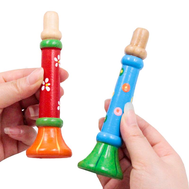 Wooden Small Horn Toy for Children's Early Education Puzzle Montessori Toy Whistle Wind Instrument Sound Training