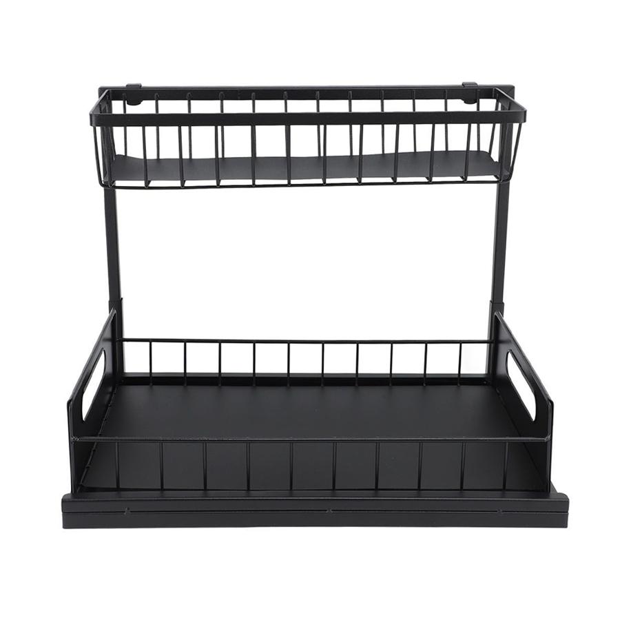 1pc Metal Pull-out Storage Rack, Durable Slide Out Kitchen Cabinet Under Sink Bathroom Bedroom Organizer for Book, Seasoning XJM