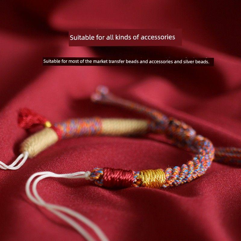 

Сделай сам Язанг Полуфабрикаты Нанизывание бусин Золотая красная веревка Tibetan Yasang Red Hand Rope Semi-finished