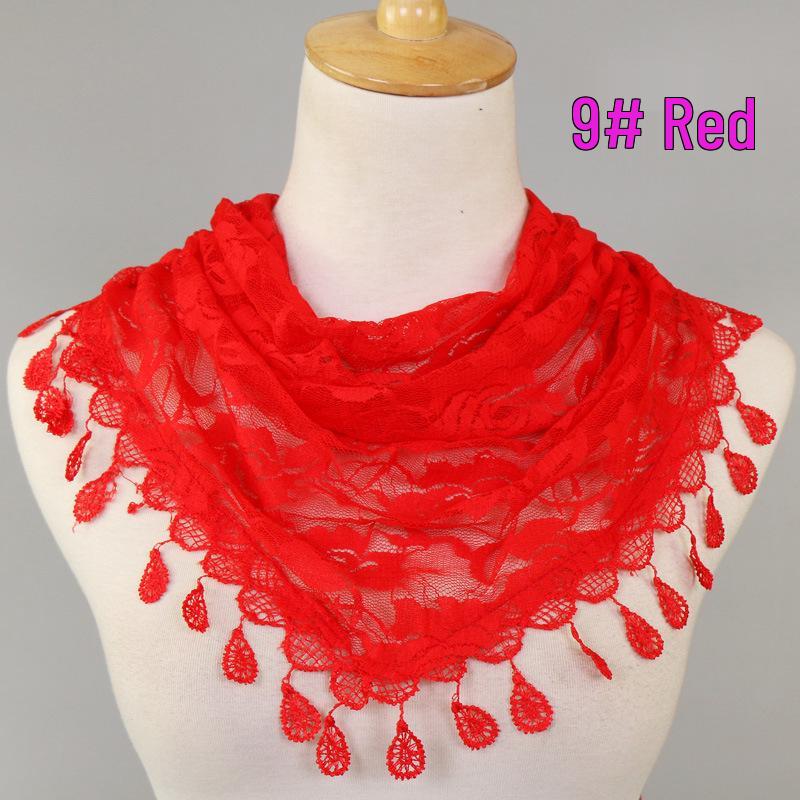 

Популярный кружевной треугольный шарф: Ажурный дизайн, корейский стиль, женская летняя декоративная косынка для защиты от солнца 148-48CM