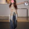 Sense of Design Split Printed Sleeveless Thai Lace-Up Sling Vest Women's Summer Sexy Hottie Halter Top