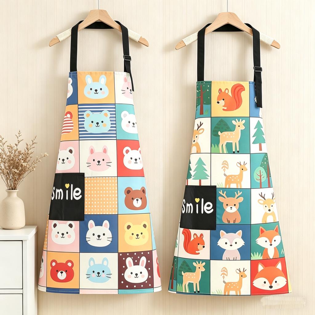 Oil-proof Waterproof Cartoon Kitchen Apron for Women - Wear-resistant Waist Apron for Cooking, Catering, and Restaurants