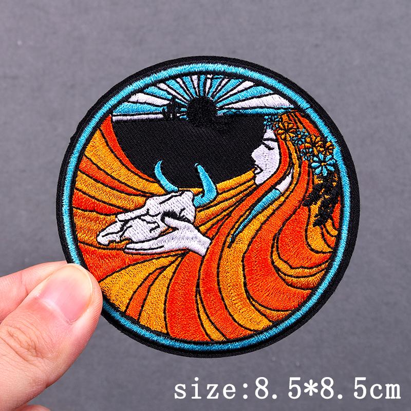 Skull Punk Patch Iron On Patches For Clothing Hip Hop Animal Embroidered Patches On Clothes Stripe Badge Embroidery Patch Decor
