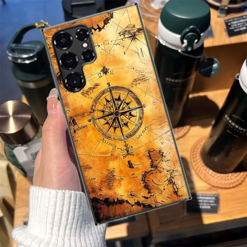 Compass Map Voyage Cases Phone Case for Samsung Galaxy S26 Ultra S25 Edge S24 S23 FE S21 Plus S20 S22 S10 Cover TPU Capa Shell S