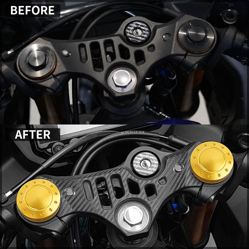 Fork Cap Covers Fit For YAMAHA YZF R3 R25 2019-2025 Aluminum CNC Triple Tree Stem Yoke Cap Front Fork Covers YZF-R3 YZF-R25