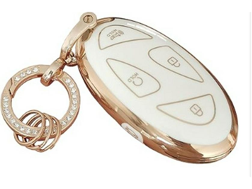 Hyundai Ioniq6 TPU Key Case - Modern Gold/Silver Edge, Fits 5/7 Button