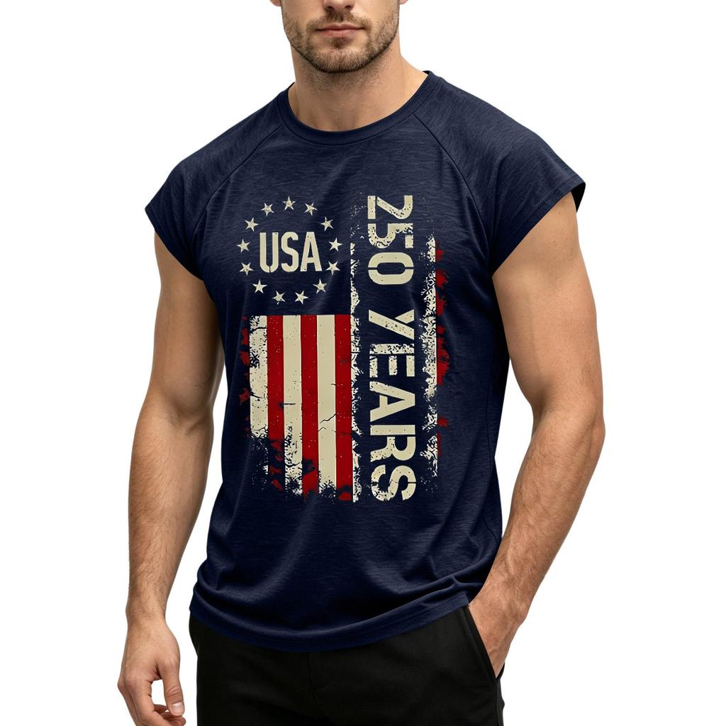 Men's Sleeveless Muscle Tank Top USA Flag Graphic Print Casual Athletic Fit Summer Shirt Lightweight Breathable Fabric