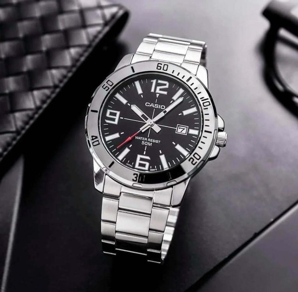 Casio Enticer Stainless Steel Black Dial Casual Analog Sporty Watch MTP-VD01D-1BV Men's
