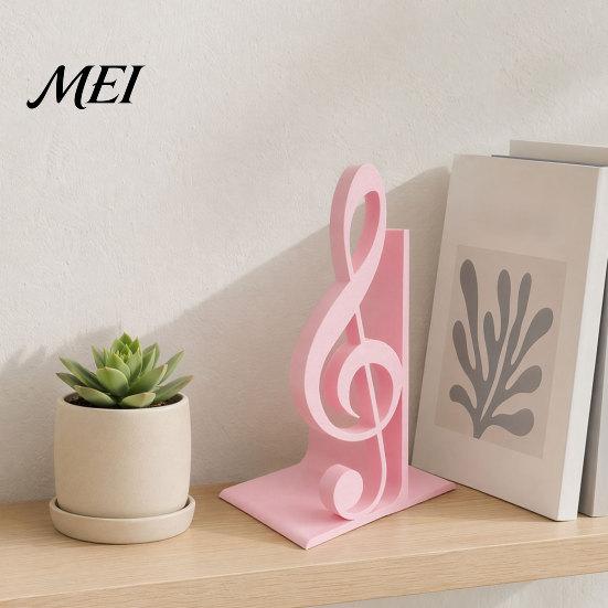 Elegant Music Symbol Display 3D Printed Treble Clef Bookends, Note Shelf Organizer, Non-Slip Modern Bookend Practical Desk Accessory with Stable