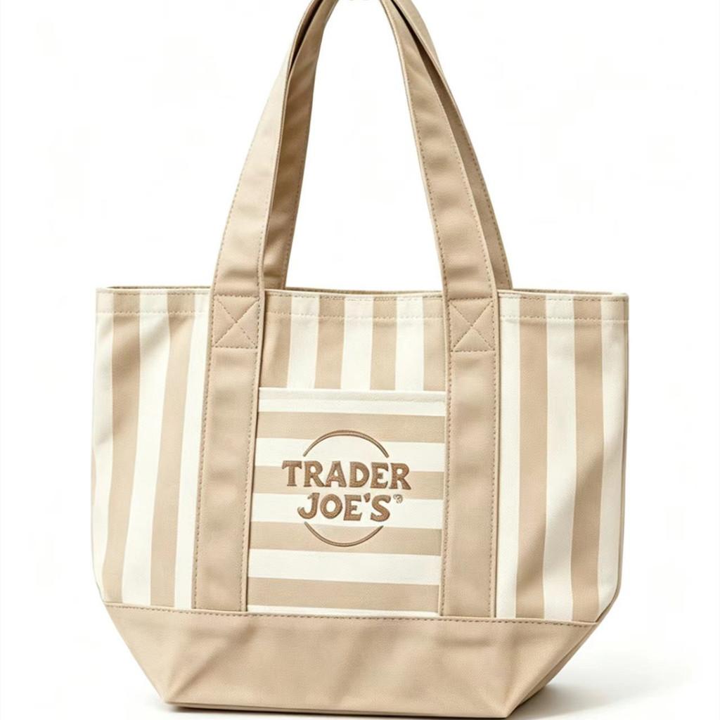 HeathJury Trader Joes Canvas Tote Bag Met Rits Voor Casual Reizen En Dagelijks Gebruik kaki