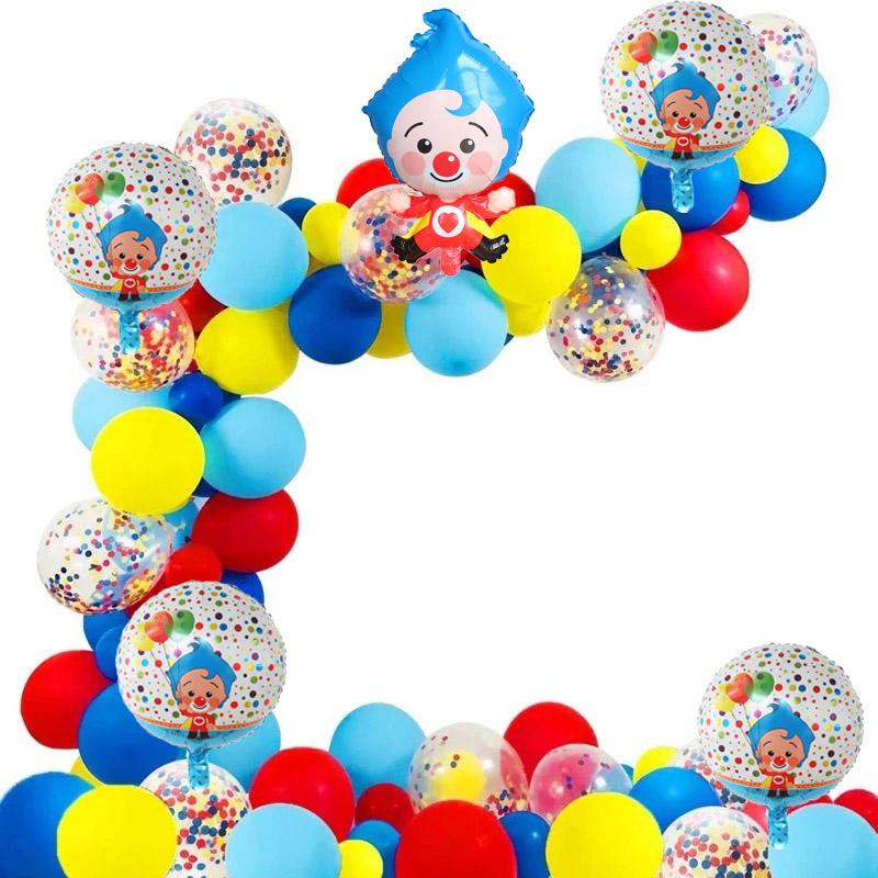 98 Stück/Set Cartoon Clown Bogen Girlande Set Folien Zahlenballons Latex Luft Ballons Babyparty Geburtstagsparty Dekorationen Kinderspielzeug